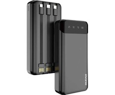 Talpi Dudao išorinė baterija su 3 integruotais laidais, 20000mAh, USB C tipo + micro USB + Lightning, juoda (Dudao K6Pro +)