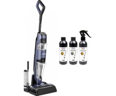4Swiss VC024 „CleanBooster“ juodas vertikalus dulkių siurblys + valymo priemonės