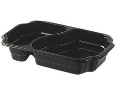 Duni Take Away dėklas 2 skyriai 1/4 GN 700/400 ml 250x159x45 mm PP juodas, 246 vnt./kartoninėje dėžėje