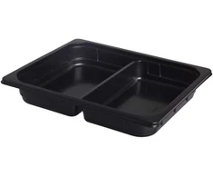 Duni Padėklas 2 skyrių 1/2GN 325x265x50 mm PP juodas, 100 vnt./kartoninė dėžė