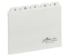 Durable Patvarus rodyklės skirtukas A6 5/5 A-Z su spausdintais skirtukais PP