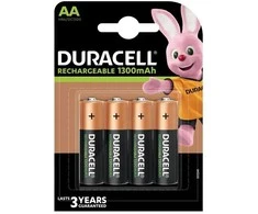 Duracell 4 LR06 1300mAh, Įkraunama baterija, Nikelio-metalo hidrido (NiMH), 1,2 V, 4 vnt., 1300 mAh, Daugiaspalvis