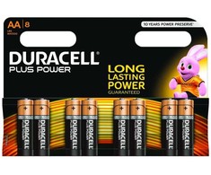 Duracell Plus, Vienkartinės baterijos, AA, Šarminės, 1,5 V, 8 vnt., Juoda, Auksinė