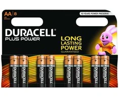 Duracell Plus, Vienkartinės baterijos, AA, Šarminės, 1,5 V, 8 vnt., Juoda, Auksinė