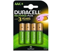 Duracell AAA (4 vnt.), Įkraunama baterija, AAA, Nikelio-metalo hidridas (NiMH), 1,2 V, 4 vnt., 750 mAh