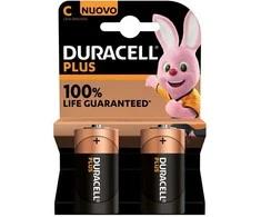 Duracell Plus 100 C, Vienkartinės baterijos, C, Šarminė, 1,5 V, 2 vnt., Daugiaspalvė
