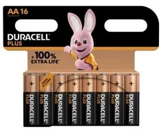 Duracell Plus 100, Vienkartinės baterijos, AA, Šarminės, 1,5 V, 16 vnt., Daugiaspalvės