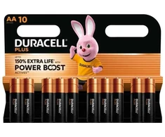 Duracell Plius, vienkartinė baterija, AA, šarminė, 1,5 V, 10 vnt., juoda, auksinė