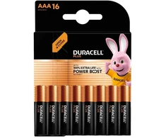 Duracell Plus, vienkartinė baterija, AAA, šarminė, 1,5 V, 16 vnt., juoda, auksinė