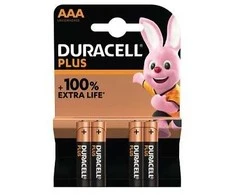 Duracell Plus, Vienkartinės baterijos, AAA, Šarminės, 1,5 V, 4 vnt., Juoda, Auksinė