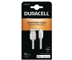 Duracell Sinchronizavimo / įkrovimo laidas 1 metro, baltas, 1 m, USB A, Lightning, 2.0, baltas