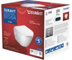 Duravit WC D-Neo Compact su dangčiu 480 x370 mm, tvirtinamas prie sienos, baltas