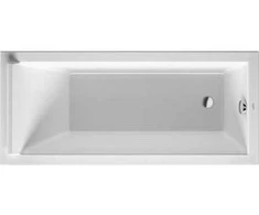 DURAVIT Starck balta vonia 1600x700x480,5 mm. Įmontuojamai arba montuojamai ant plokštės. Tiekiama be kojelių, tvirtinimo laikiklių, perpildymo ir dugno vožtuvo.