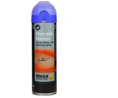 dva „Mercalin“ žymėjimo purškiklis 500 ml – FLUO mėlynas, skirtas asfaltui, betonui, žolei, žvyrui, medienai, akmeniui ir ledui