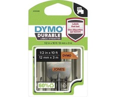 DYMO D1 Durable – juodas ant oranžinio fono – 12 mm, juodas ant oranžinio fono, daugiaspalvis, vinilas, Belgija, -40–80 °C, DYMO