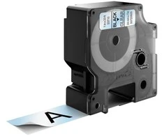DYMO Authentic D1 etiketės | 24 mm x 7 m rulonas | Juodas spaudinys ant permatomo | Savaiminio klijavimo etiketės LabelManager etikečių spausdintuvams, juoda ant permatomo, poliesteris, Belgija, -18 - 90 °C, DYMO, LabelManager, LabelWriter 450 DUO