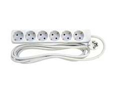 E-Line Schuko lizdas 6 vietų - 1,5 m. 3G1,5mm² H05VV-F 230V - Balta