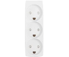 E-Line lizdas, 3 kontaktų, su įžeminimu, apsaugotas nuo vaikų. Baltas. 230 V, 16 A, 3680 W - Be laido.