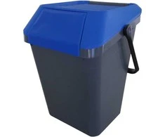 Easymaxx Šiukšliadėžė EasyMax pilka plastikinė 45 l su mėlynu dangčiu
