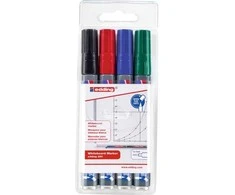 Edding 4-250-4 edding 250 whiteboard marker whiteboardmarker Sort, Blå , Rød, Grøn 4 stk