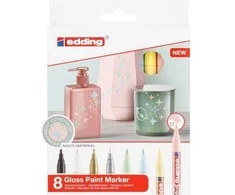 Edding 751, Juodas, Mėlyna, Gold, Žalias, Rožinė, Sidabrinis, Baltas, Geltona, Multicolour, Pastel Geltona, Pastel Žalias, Pastel Mėlyna, Pastel Rožinė, 8 colours, Bullet tip, 1 mm