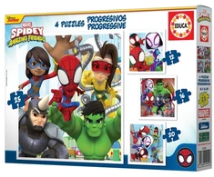 Educa 4 dėlionės SPIDEY ir AMAZING FRIENDS, 3-5 metų, 12+16+20+25 dalių