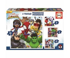 Educa 4 dėlionės SPIDEY ir AMAZING FRIENDS, 3-5 metų, 12+16+20+25 dalių