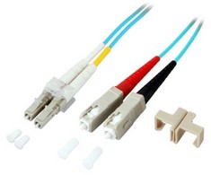Efb Elektronik EFB LWL dvipusis trumpiklis LC-SC 50/125 OM3 1 metro LSZH be halogenų vanduo 2,0 mm, išbandytas su matavimo protokolu