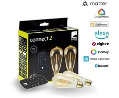 EGLO - Rinkinys 2x E27 ST64 gintaro spalvos, nuotolinio valdymo pultas - Šiltai balta - Zigbee, Bluetooth