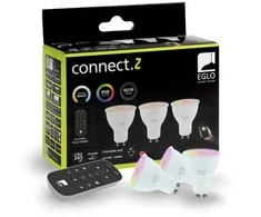 EGLO - 3 GU10 išmaniųjų lempučių ir nuotolinio valdymo pulto rinkinys - RGB + reguliuojama balta spalva - Zigbee ir Bluetooth