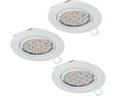 EGLO Įleidžiamas lubinis šviestuvas, 3 vnt. komplektas, Eglo Peneto 3x5W GU10-LED, baltas 94406 - 94406