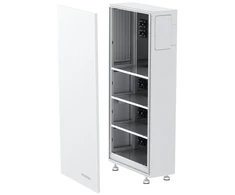 Emaldo Power Store 5,12 spintelė su vieta inverteriui ir 3 baterijoms. Plug-n-play inverterio ir baterijų prijungimas su SlideON™