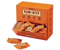 Energinė plytelė, RAWBITE, ekologiška, anakardžiai, 15 g, pakuotė po 45 vnt.