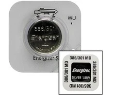 Energizer 301/386, Vienkartinė baterija, Sidabro oksidas (S), 1,55 V, 1 vnt., 130 mAh, Sidabras