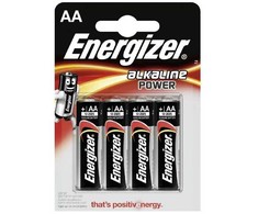 Energizer E300132900, Vienkartinės baterijos, AA, Šarminės, 1,5 V, 4 vnt., Juoda, Sidabras
