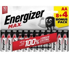 Energizer Max AA, Vienkartinės baterijos, AA, Šarminės, 12 vnt., 10 metų, 167 mm