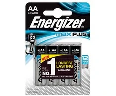Energizer Max Plus AA4, Vienkartinės baterijos, AA, Šarminės, 4 vnt., Juoda, Sidabras, Lizdinė pakuotė