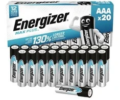 Energizer Max Plus AAA, Vienkartinės baterijos, AAA, Šarminės, 1,5 V, 20 vnt., Cd (kadmis), Hg (gyvsidabris)