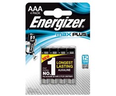 Energizer MAXPLUS AAA – 4 vnt. pakuotė, Vienkartinės baterijos, AAA, Šarminės, 4 vnt., Juoda, Mėlyna, Sidabrinė, Buferinė pakuotė