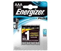 Energizer MAXPLUS AAA – 4 vnt. pakuotė, Vienkartinės baterijos, AAA, Šarminės, 4 vnt., Juoda, Mėlyna, Sidabrinė, Buferinė pakuotė