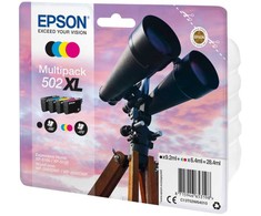 Tusz Epson Epson 502XL Multipack - 4er-Pack - Geltona, Cyan, Magenta, pigmentiertes Juodas - original - versandfertig - Tintenpatrone - fur Expression Home XP-5100, 5105, 5150, 5155, WorkForce WF-2860, 2865, 2880, 2885