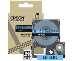 Epson Epson „LabelWorks LK-4LBJ“ – juodas ant matinės mėlynos spalvos – ritinėlis (1,2 cm x 8 m) 1 kasetė(-ės) pakabos dėžutė – juosta