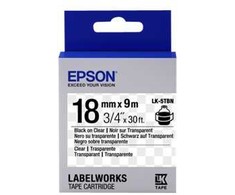 Epson C53S655008 etikečių juosta LK-5TBN klijai 18mmx9m juodi ant skaidraus