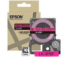 Epson LabelWorks LK-4PBF - Juodas na fluorescencyjnym - Rolle (1,2 cm x 5 m) 1 kaseta wieszana - kaseta taśmy - do LabelWorks LW-C410, LW-C610