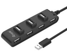 Equip 7 prievadų USB 2.0 šakotuvas, USB 2.0, USB 2.0, 480 Mbit/s, juodas, Kinija, CE, RoHS