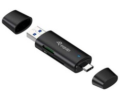 Skaitytuvas Equip Equip 245462 czytnik kart USB 3.2 Gen 1 (3.1 Gen 1) Type-A/Type-C Juodas