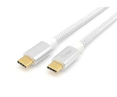 Equip USB 3.2 Gen 2 Type-C į C, M/M, 0,5 m, 5A, 0,5 m, USB C, USB C, USB 3.2 Gen 2 (3.1 Gen 2), 10 Gbit/s, sidabrinė, balta