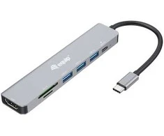 HUB USB Equip Equip Dock USB-C->HDMI,3x USB3.0, 100W PD,SD/TF juodas