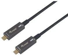 Equip USB-C į C aktyvusis optinis kabelis, 7,5 m, PD 60 W, 4K/60 Hz, 10 Gbps, vaizdas + duomenys + PD, 7,5 m, USB C, USB C, USB 3.2 Gen 2 (3.1 Gen 2), 10 Gbit/s, juodas