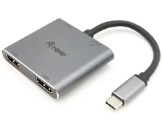 Equip USB-C koncentratorius USB-C St -> 2x HDMI, PD, USB3.0 Bu 0,15 cm pilkas